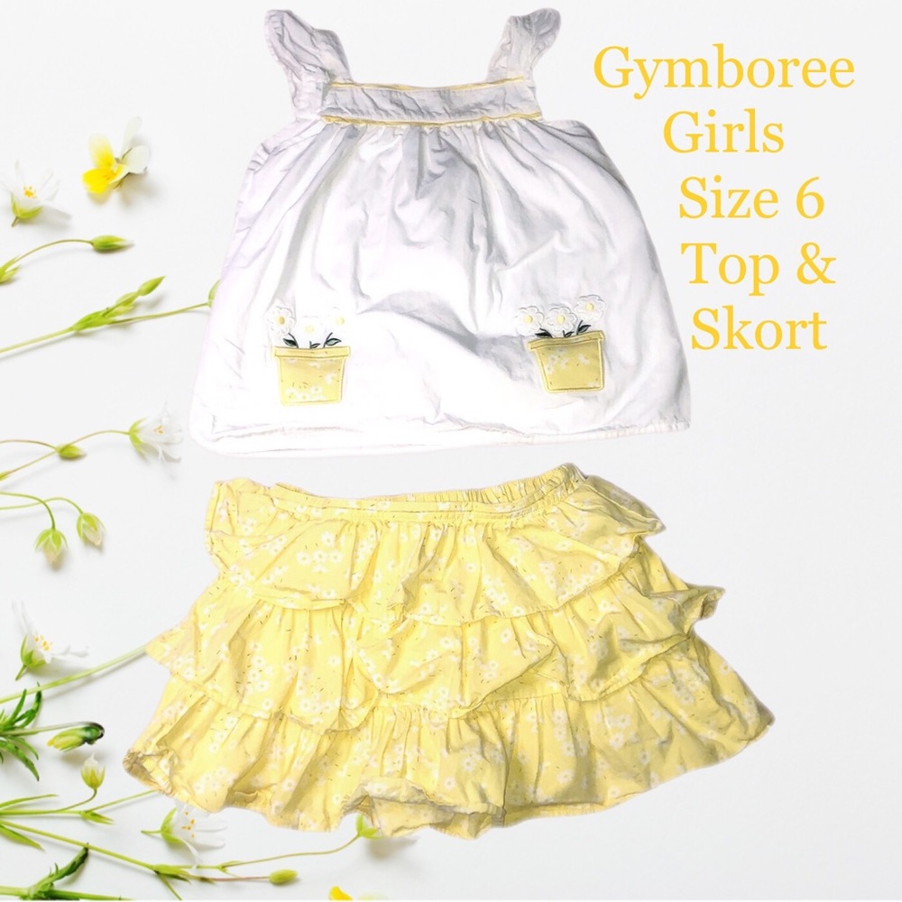3/ $15 Gymboree Yellow Floral Girls Top and Skort Set
